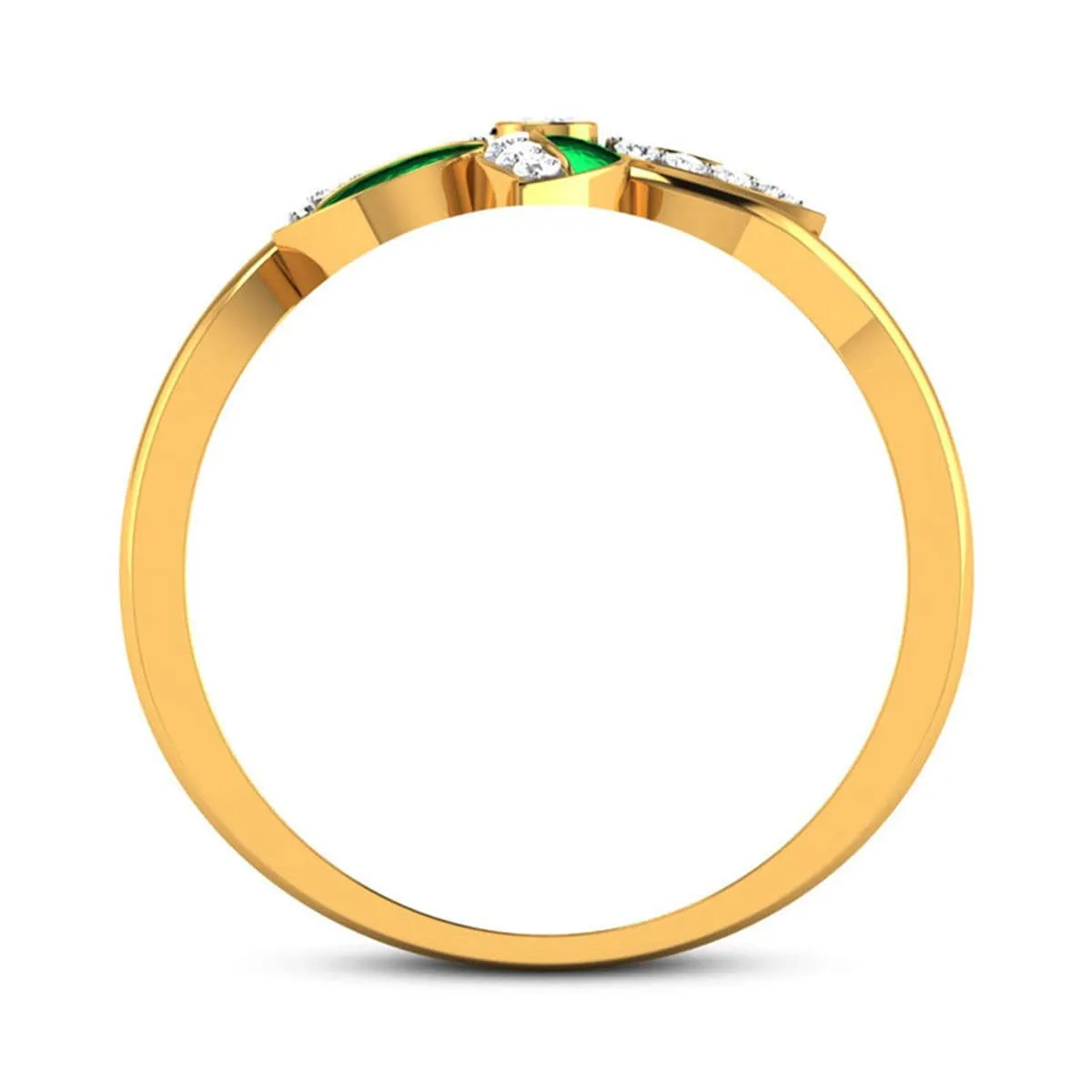 Green Enamel & Cubic Zirconia 18K Gold-Plated Clover Ring