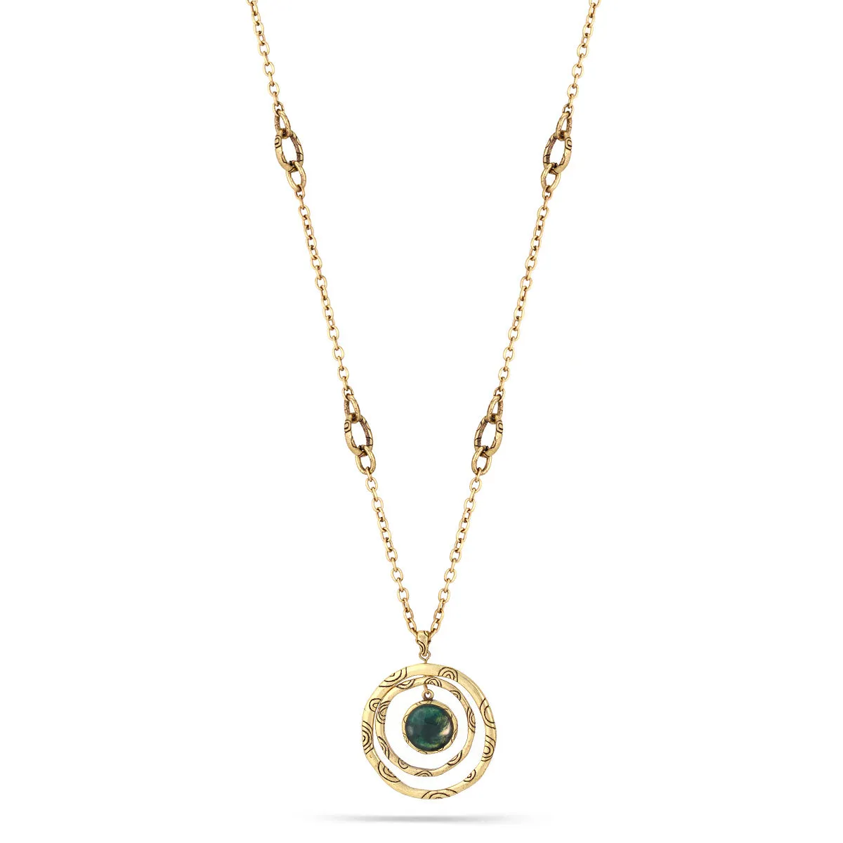 GREEN FACETED STONE ROUND PENDANT NECKLACES #158GN1401 (3F6)