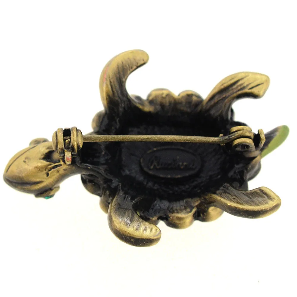 Green Sea Turtle Swarovski Crystal Brooch Pin