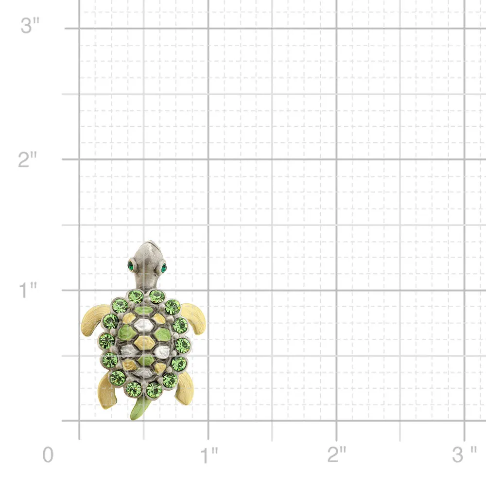 Green Sea Turtle Swarovski Crystal Brooch Pin