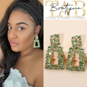Green Sparkle Tower Earrings