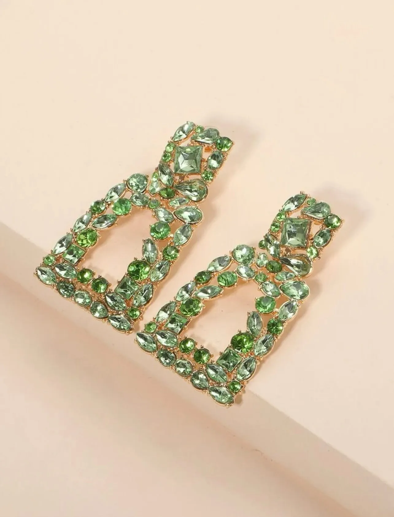 Green Sparkle Tower Earrings
