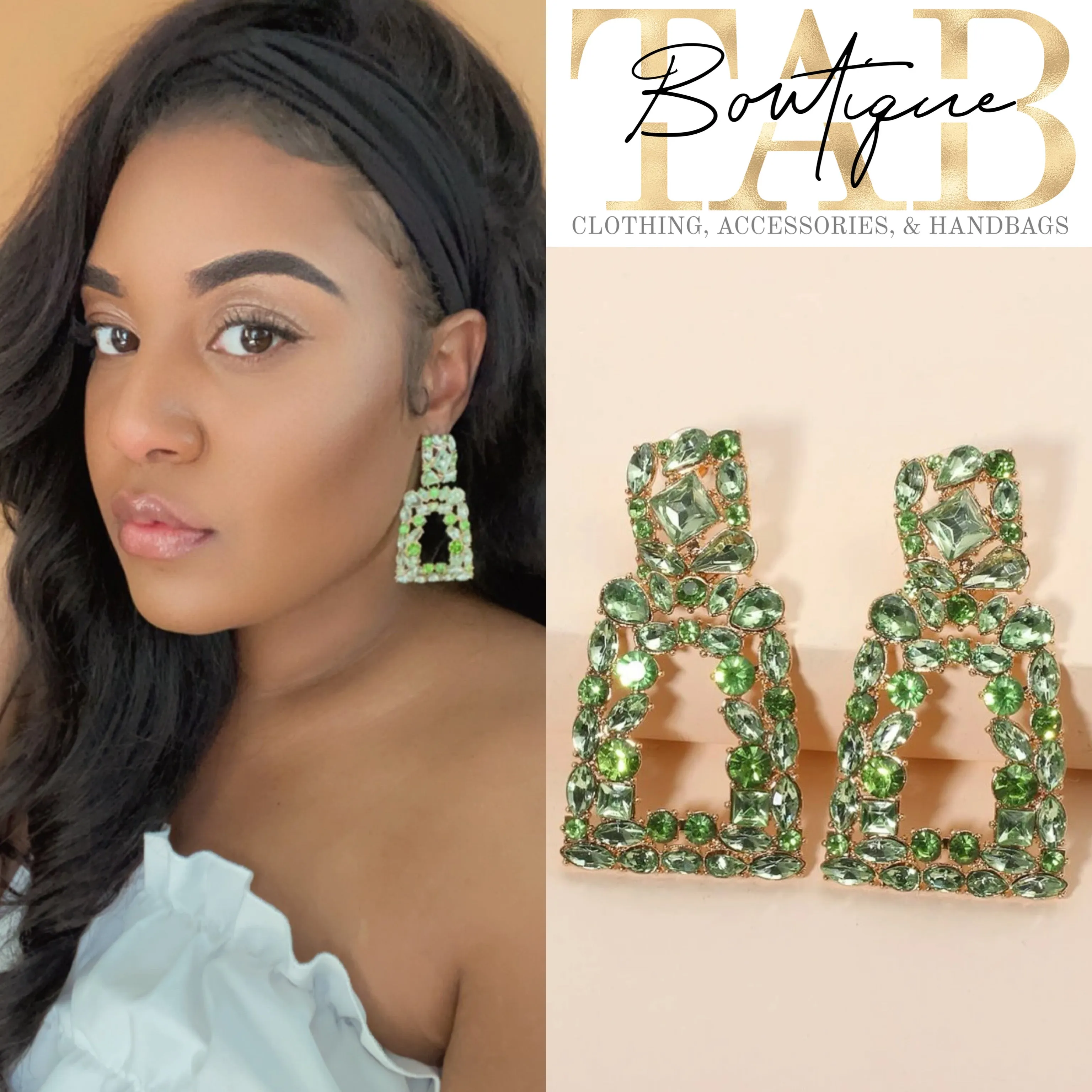 Green Sparkle Tower Earrings
