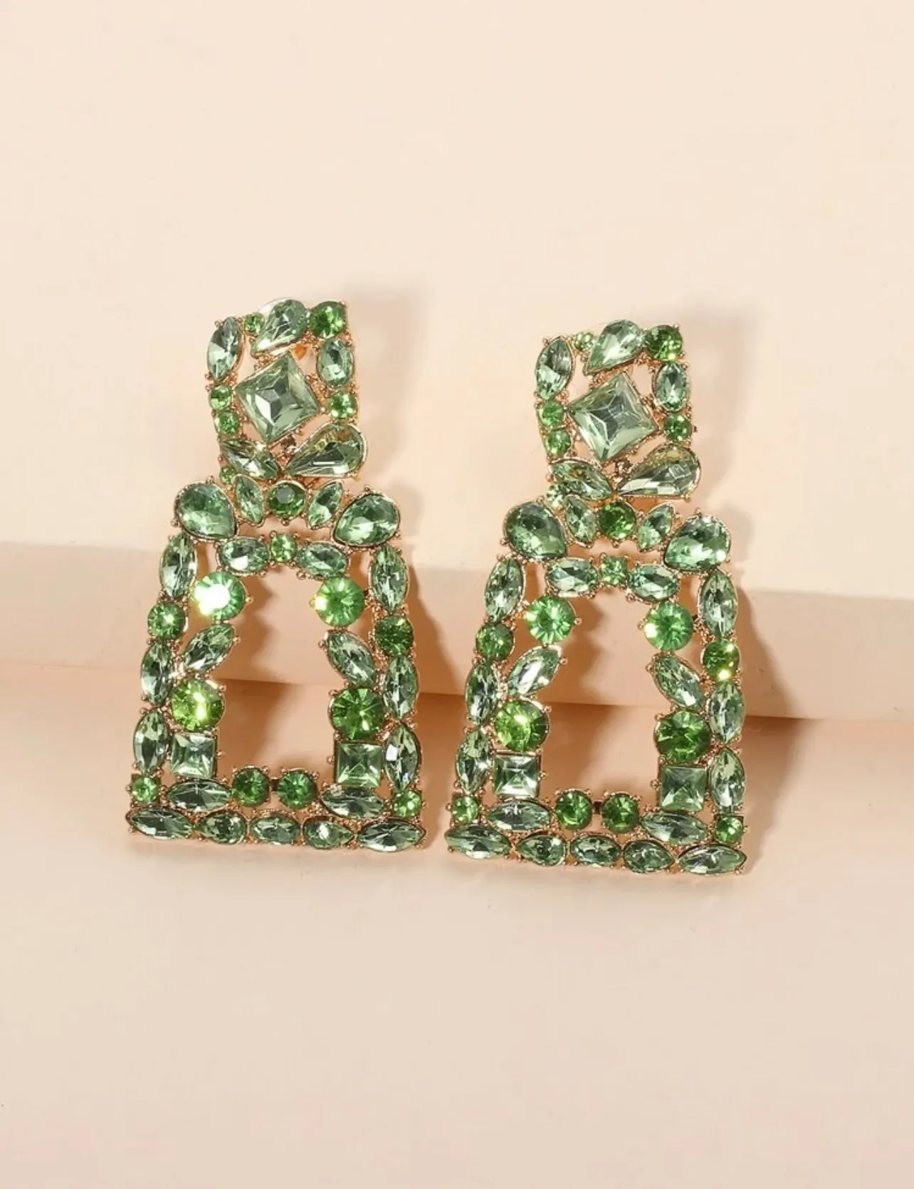Green Sparkle Tower Earrings