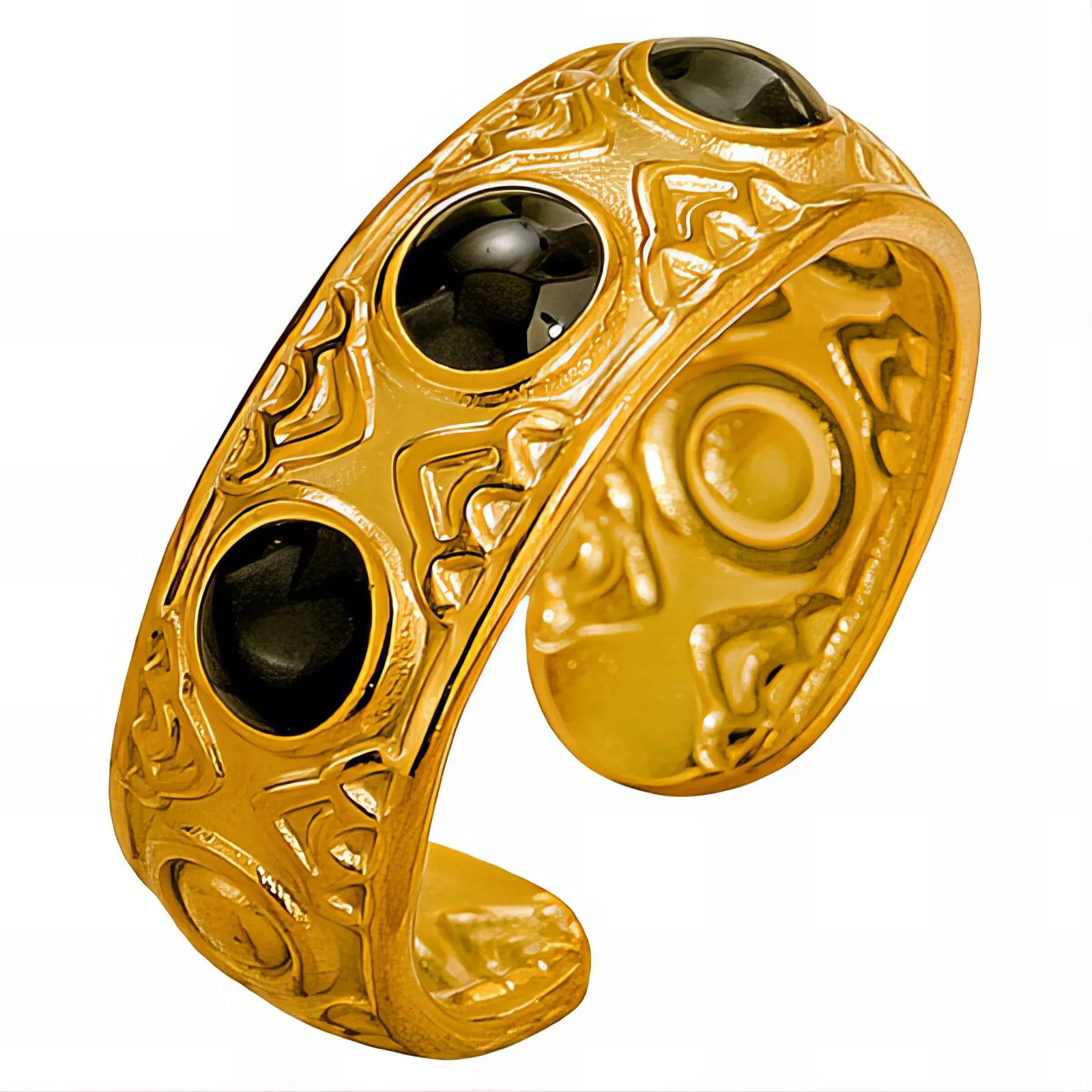 Gypsy Moon Mosaic Ring – Onyx Cab Gold