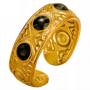 Gypsy Moon Mosaic Ring – Onyx Cab Gold