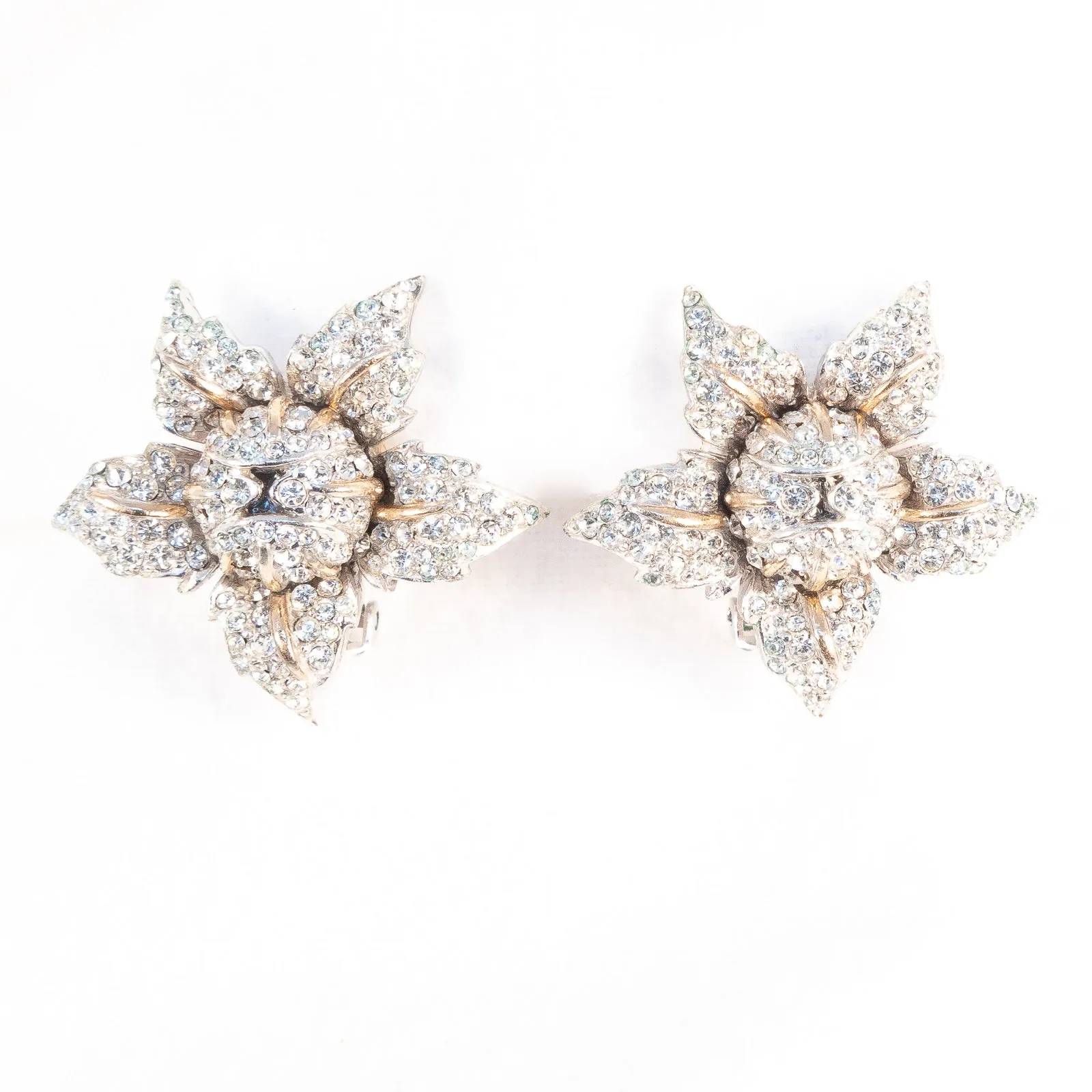 HALBE Rhinestone Flower Set - Brooch and Earrings
