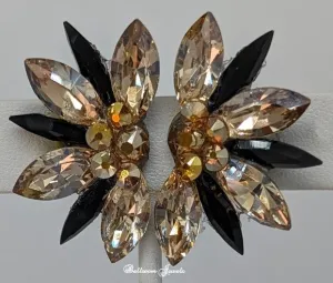 Half Star crystal ballroom earrings in Gold and Black