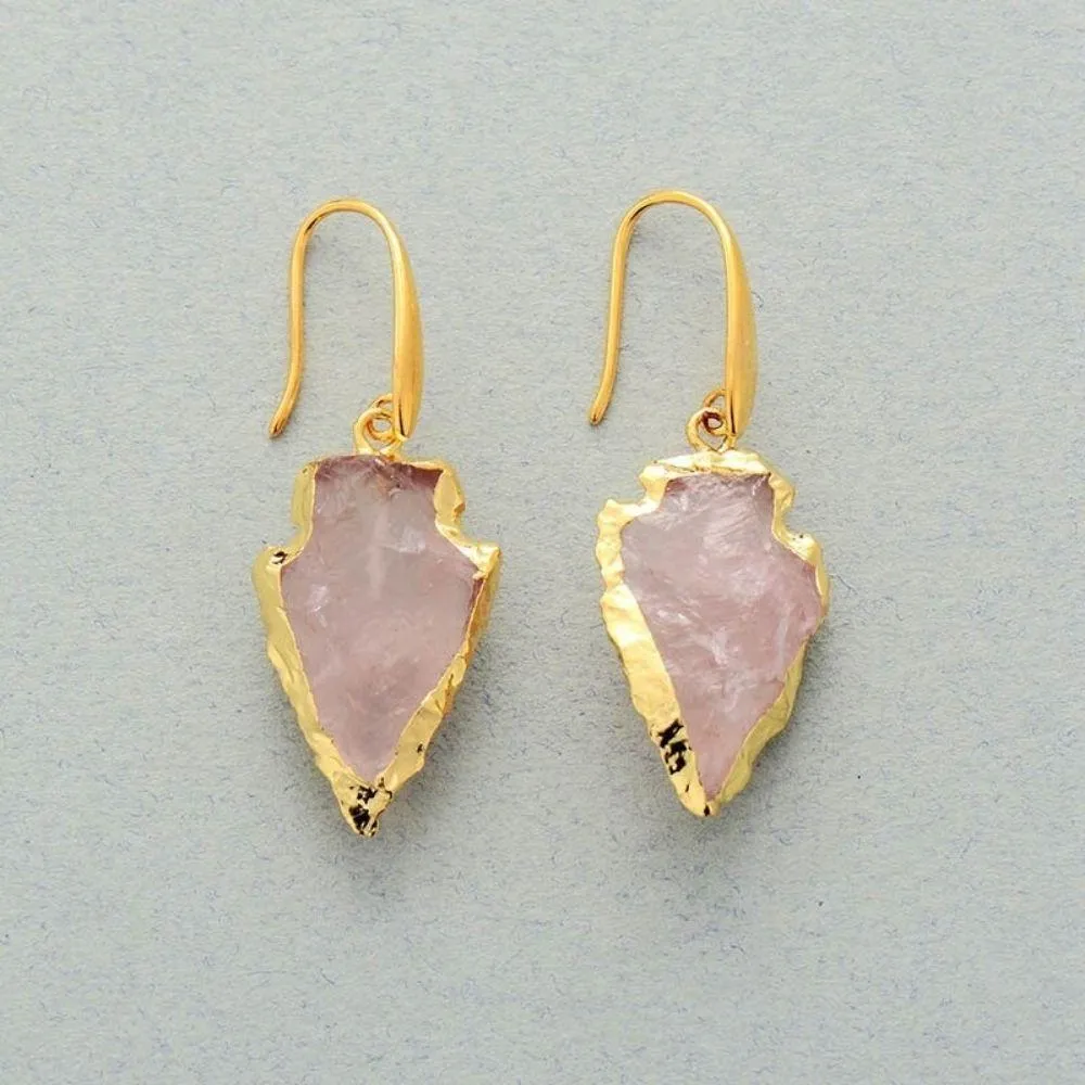 Handmade Rose Quartz Crystal Earrings