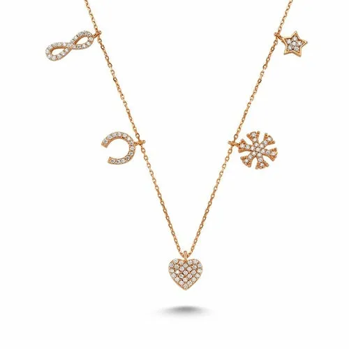 Handmade Silver Choker Necklace with CZ Crystal Charms and Extension