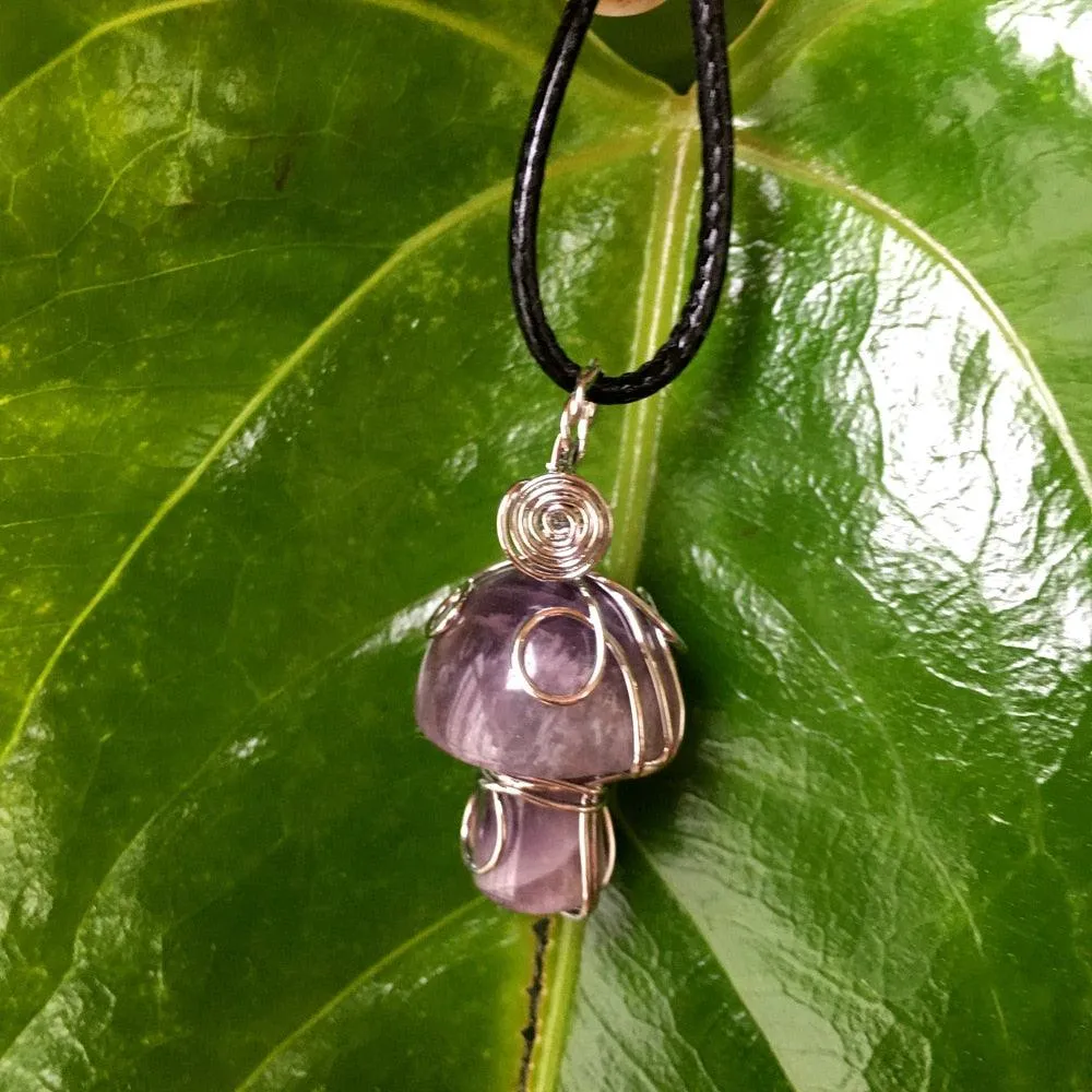 Handmade Wire Wrapped Crystal Mushroom Necklace
