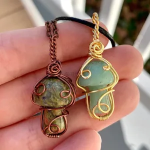 Handmade Wire Wrapped Crystal Mushroom Necklace