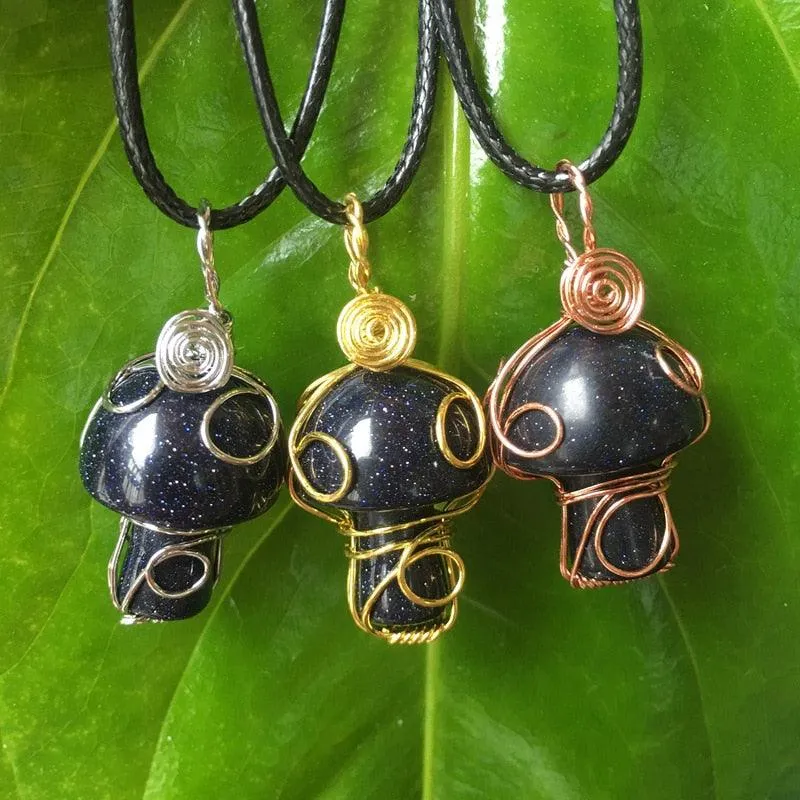 Handmade Wire Wrapped Crystal Mushroom Necklace