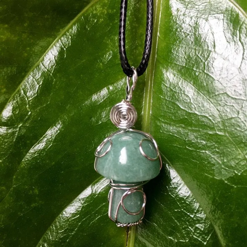 Handmade Wire Wrapped Crystal Mushroom Necklace