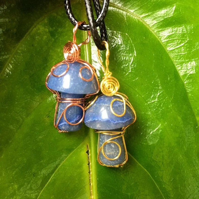 Handmade Wire Wrapped Crystal Mushroom Necklace