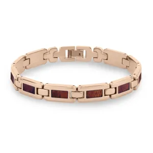 Hawaiian Koa Wood Men's Link Bracelet - Rose Gold