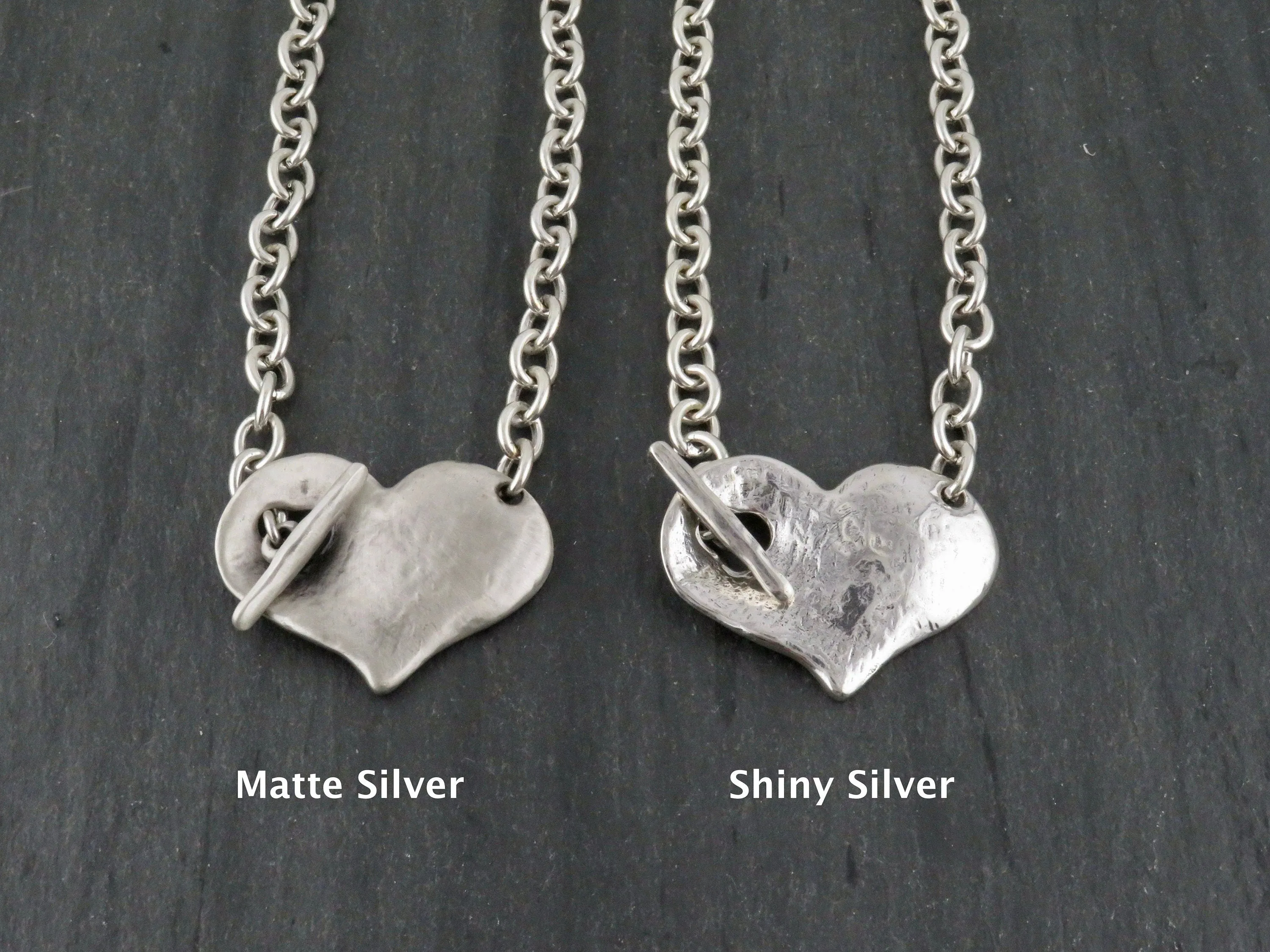 'Heart in Front' Necklace - Silver