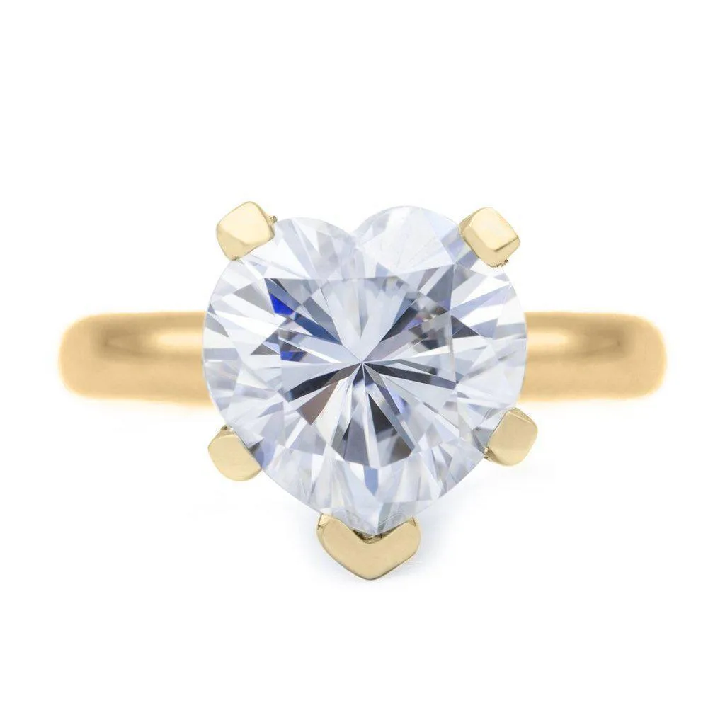 Heart Moissanite 5 Prongs FANCY Solitaire Ring