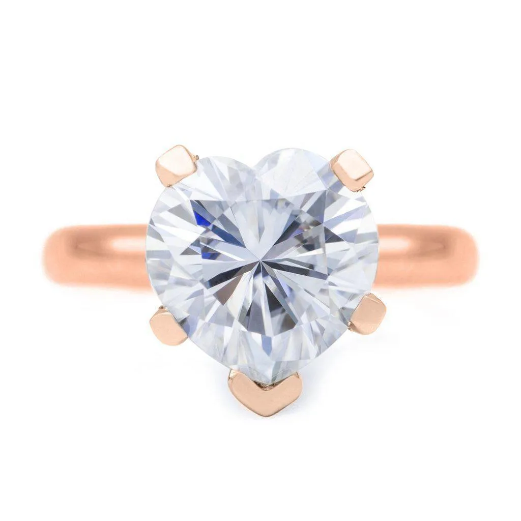 Heart Moissanite 5 Prongs FANCY Solitaire Ring