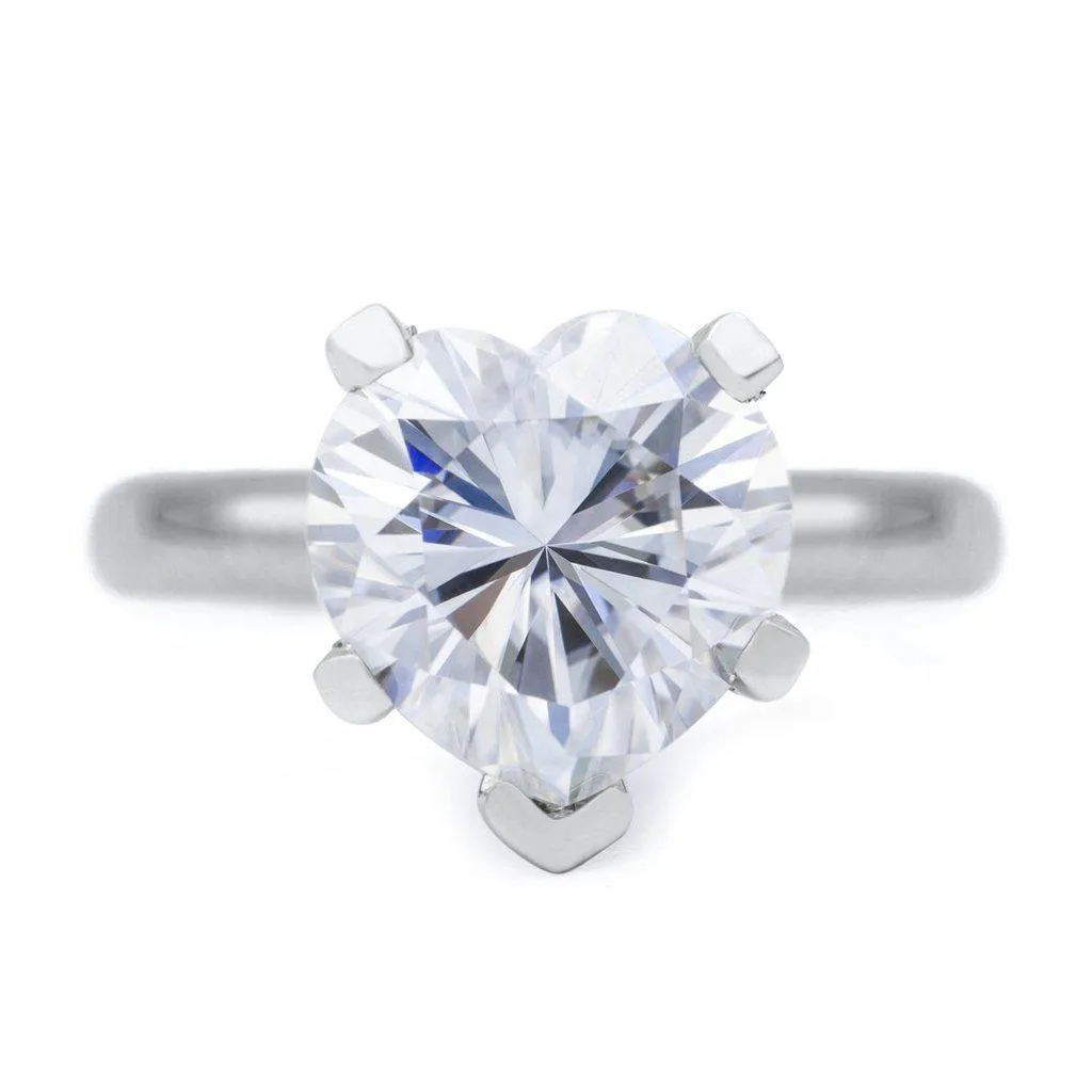 Heart Moissanite 5 Prongs FANCY Solitaire Ring