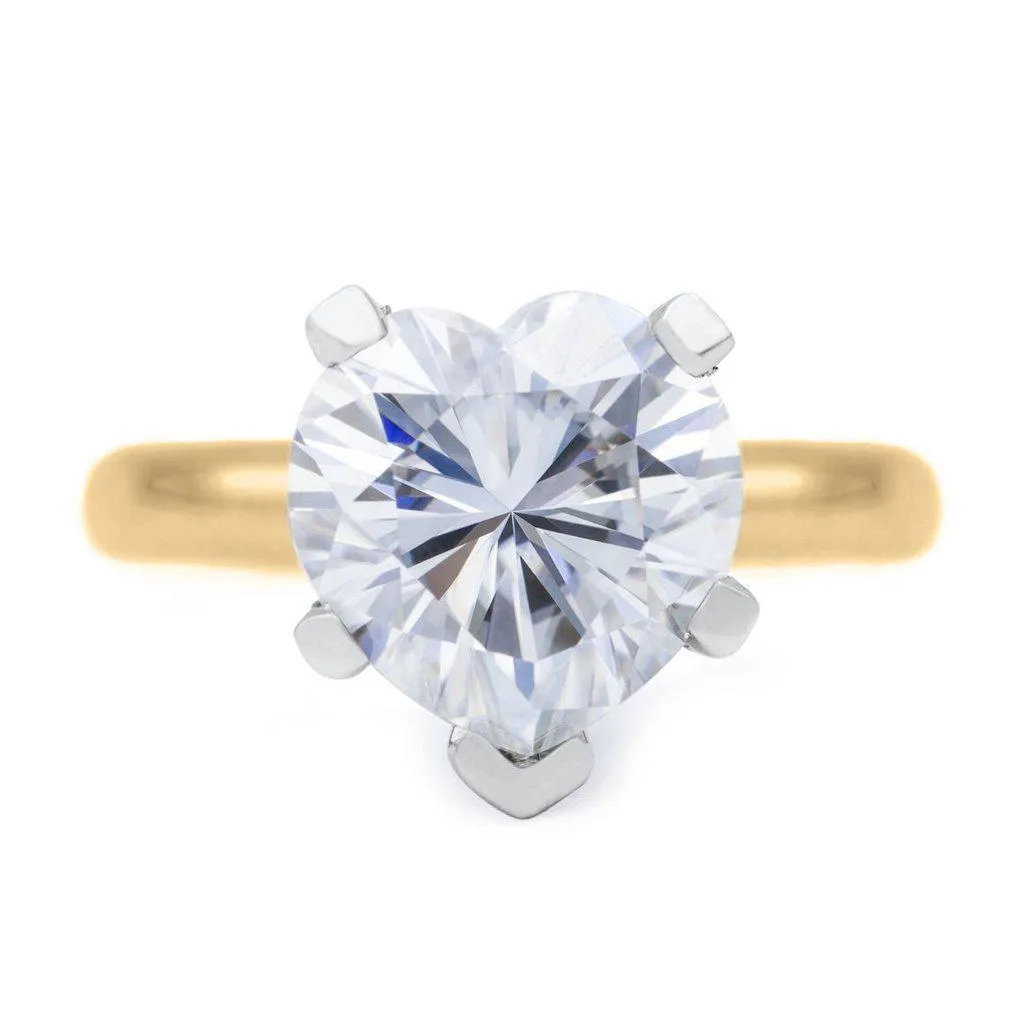 Heart Moissanite 5 Prongs FANCY Solitaire Ring