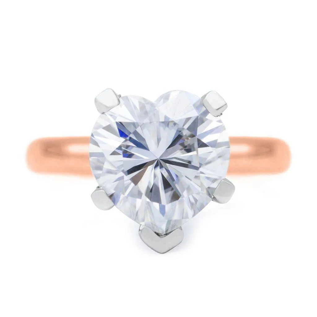Heart Moissanite 5 Prongs FANCY Solitaire Ring