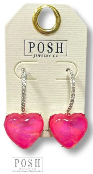 Heart on Rhinestone Half Hoop Earring