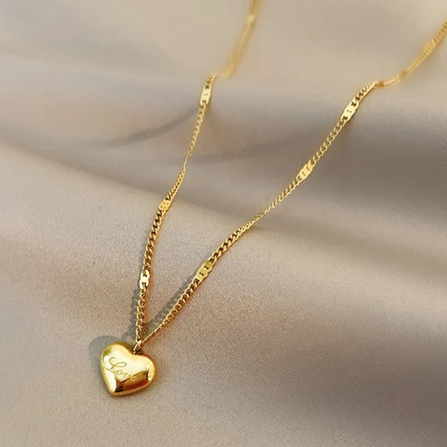 Heart Shaped Opal Chain Pendant Necklace For Women