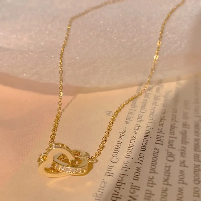 Heart Shaped Opal Chain Pendant Necklace For Women
