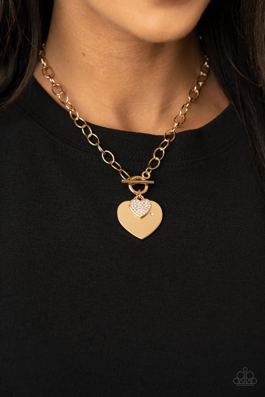 Heart-Stopping Sparkle Gold Paparazzi Necklace