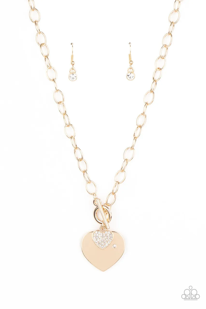 Heart-Stopping Sparkle Gold Paparazzi Necklace