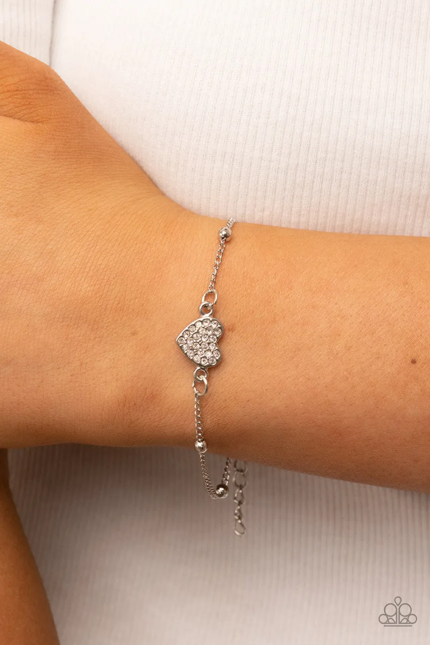 Heartachingly Adorable White Paparazzi Bracelet