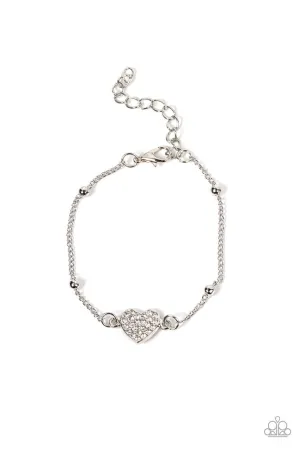 Heartachingly Adorable White Paparazzi Bracelet