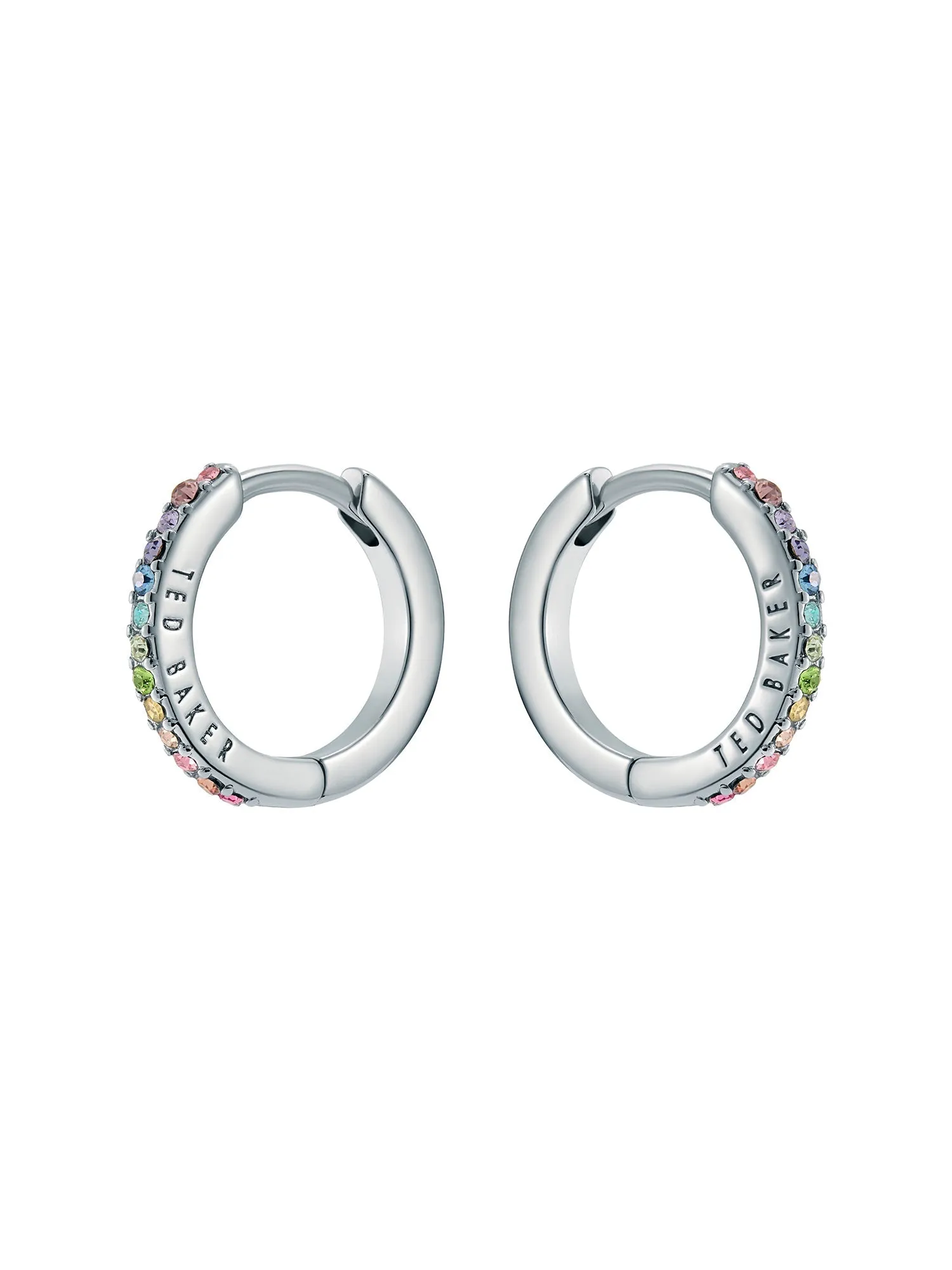 Heplie Rainbow Crystal Hoop Earrings (14Mm) Silver