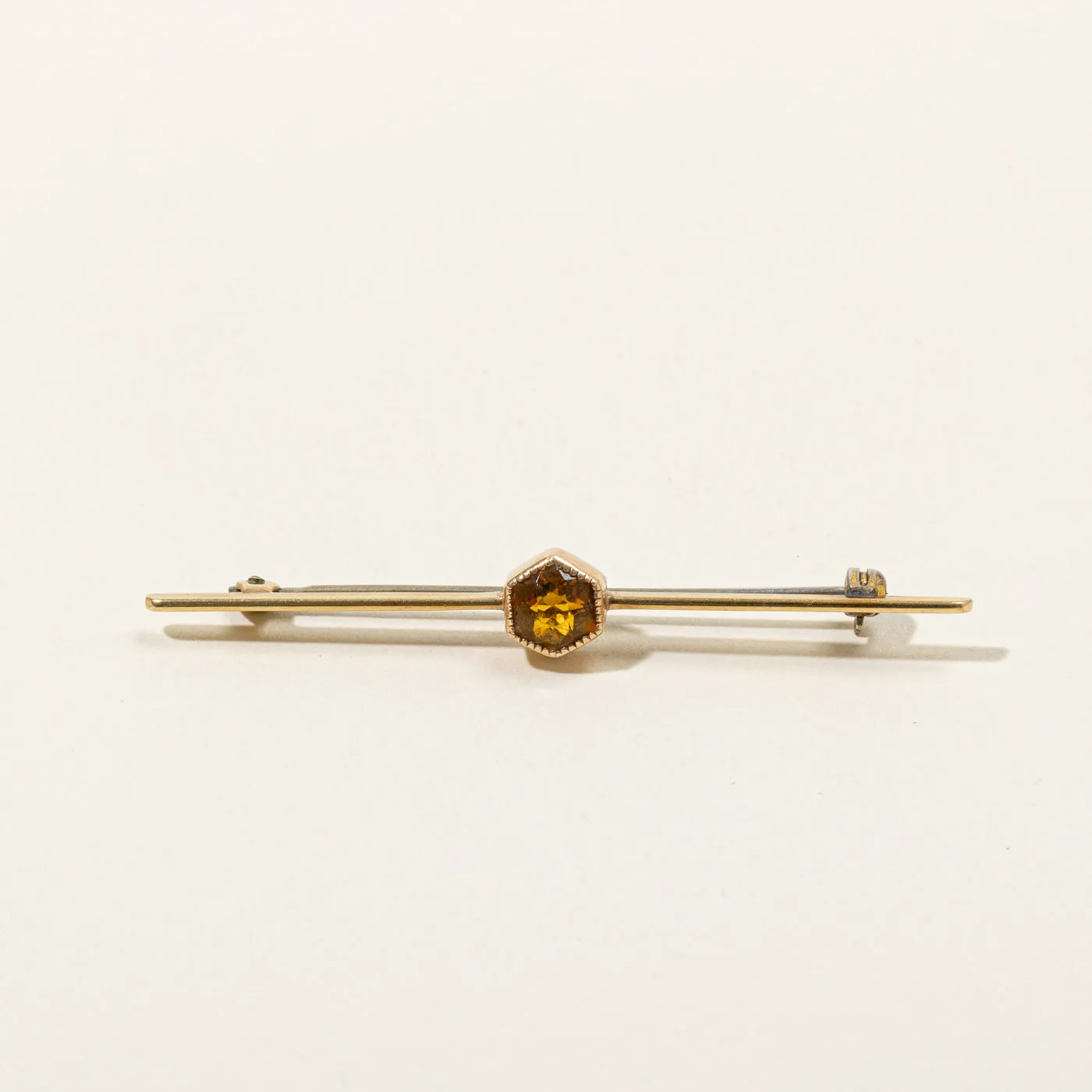 Hexagon Cut Citrine Brooch | 0.70ct |