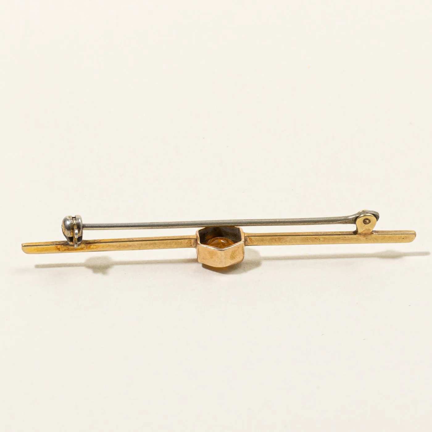 Hexagon Cut Citrine Brooch | 0.70ct |