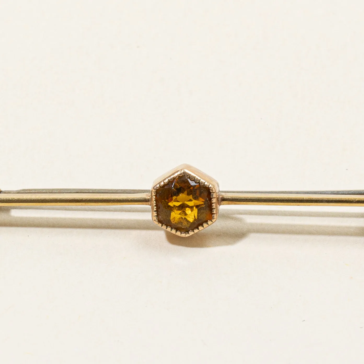 Hexagon Cut Citrine Brooch | 0.70ct |