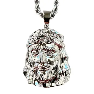 Hip Hop Jesus Face Head Piece Bling Silver Iced Out Necklaces Cz Moissanite Jesus Pendant For Men Women Unisex Rapper Jewe