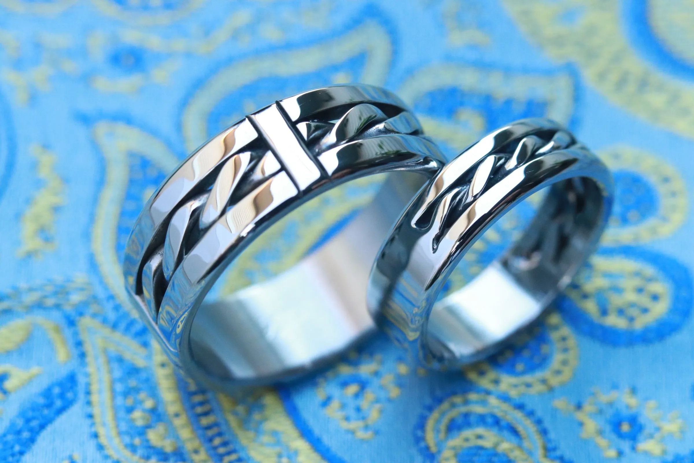 His & Her's "BREGDAN" (hypoallergenic- handmade) stainless steel rings limited edition collection his and hers rings ring set celtic rings