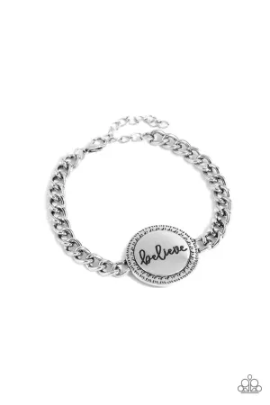 Hope and Faith - Silver - "Believe" Inspirational/Religious Paparazzi Lobster Claw Bracelet