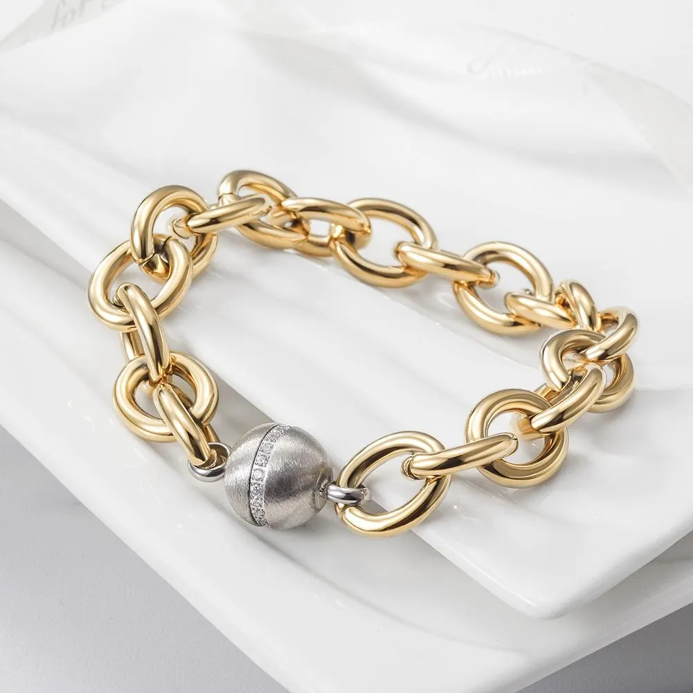 Hypoallergenic CZ Link Bracelet - Gold, Rose Gold, Silver