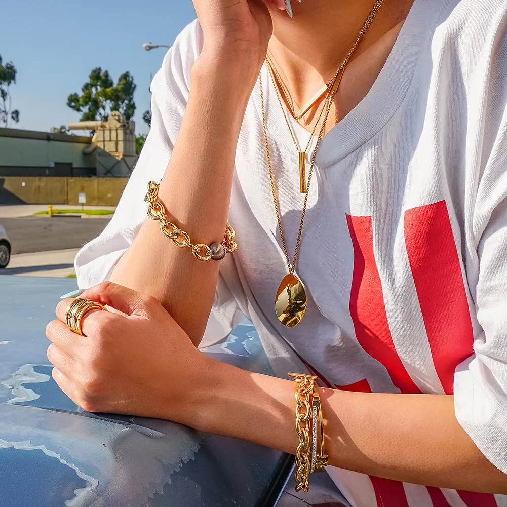 Hypoallergenic CZ Link Bracelet - Gold, Rose Gold, Silver