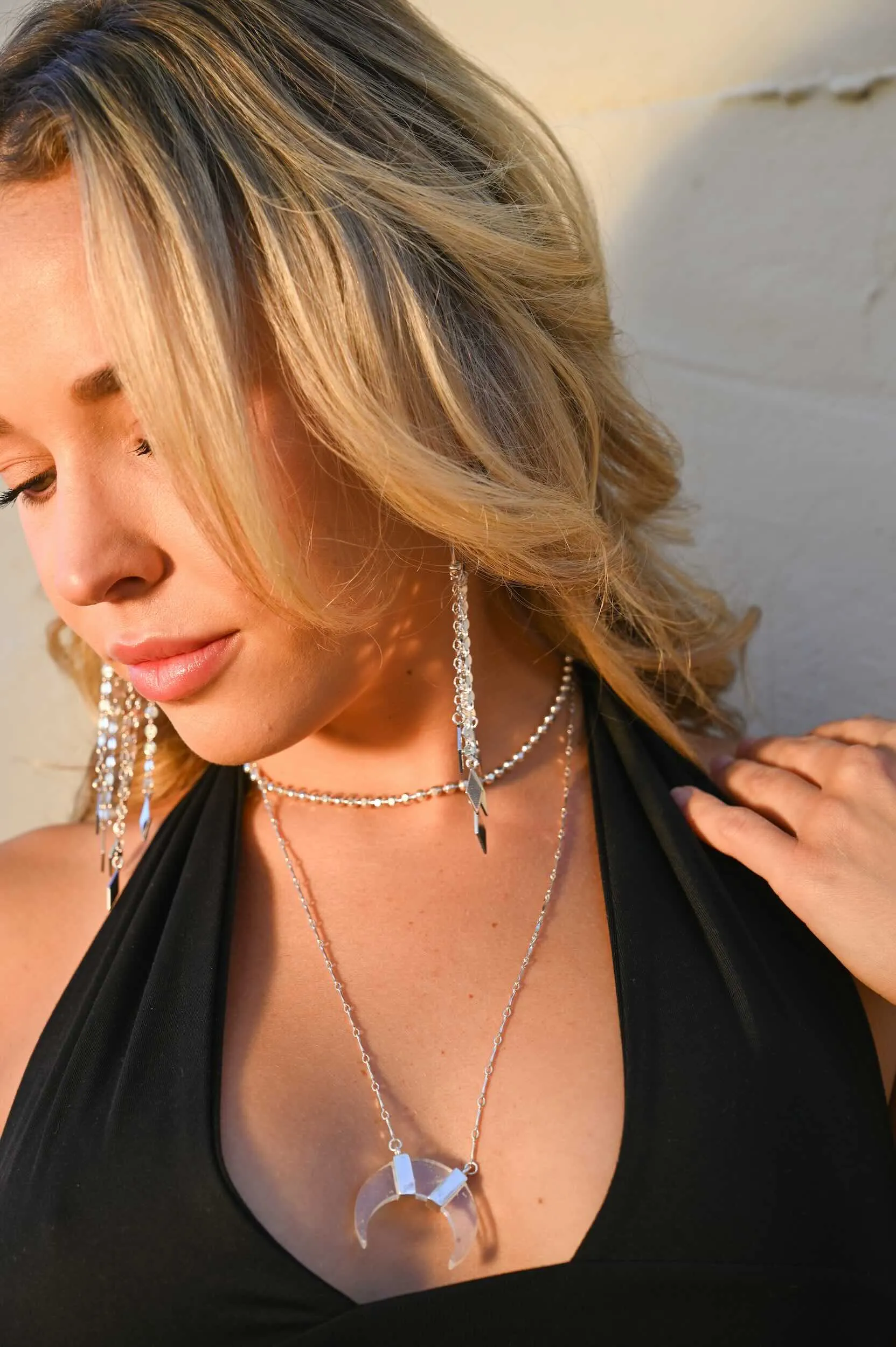 I Radiate Light Quartz Crescent Necklace