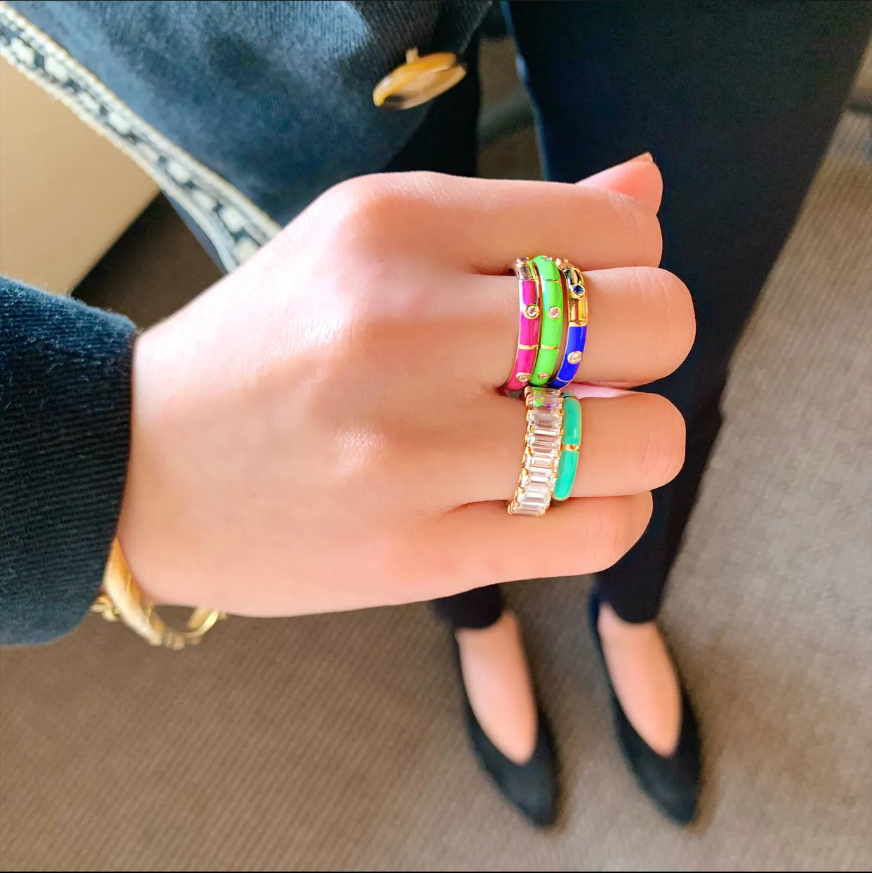 Icarus Enamel Black/Neon Green Two-In-One Ring