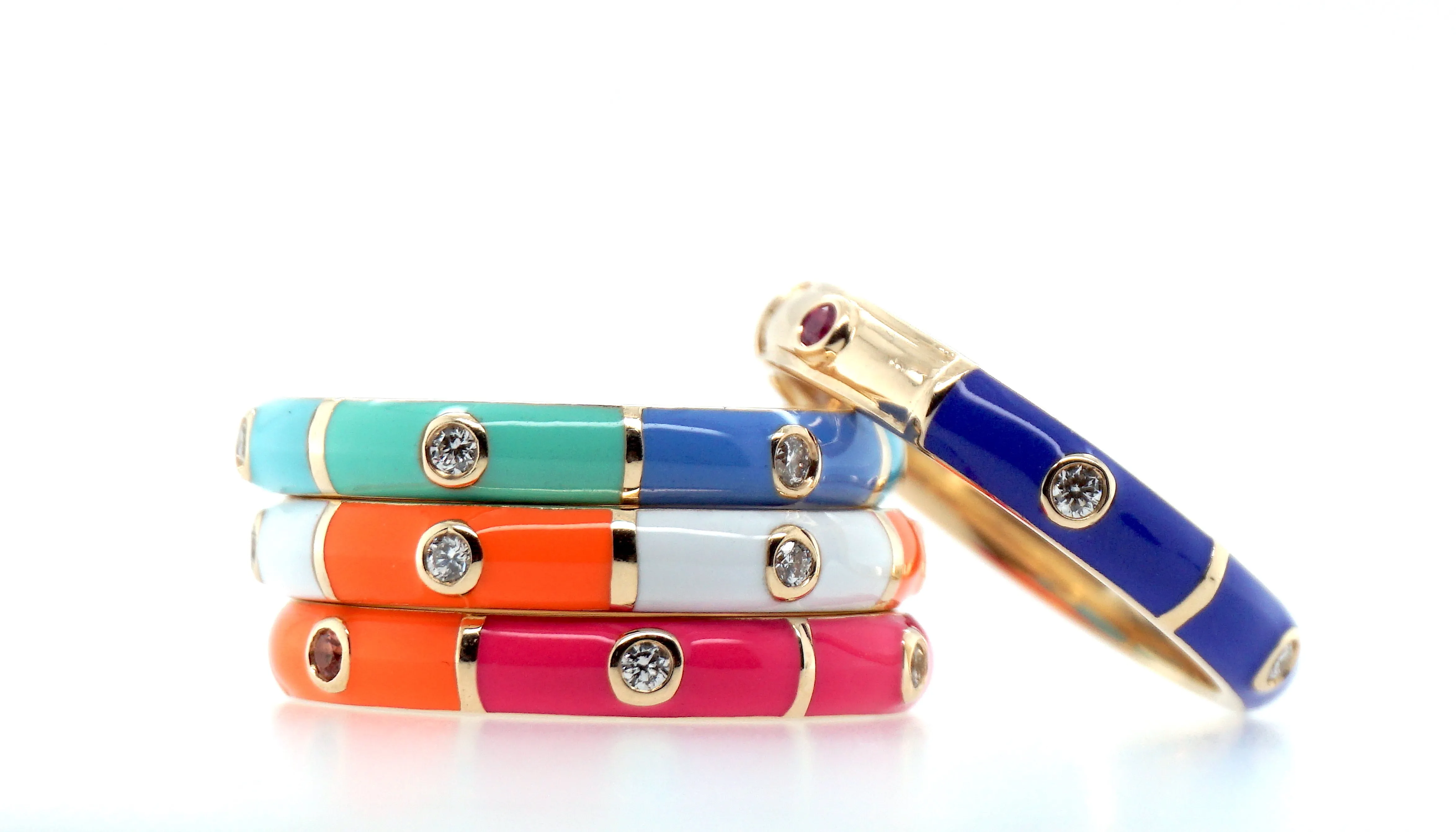 Icarus Enamel Fuchsia/Orange Two-In-One Ring