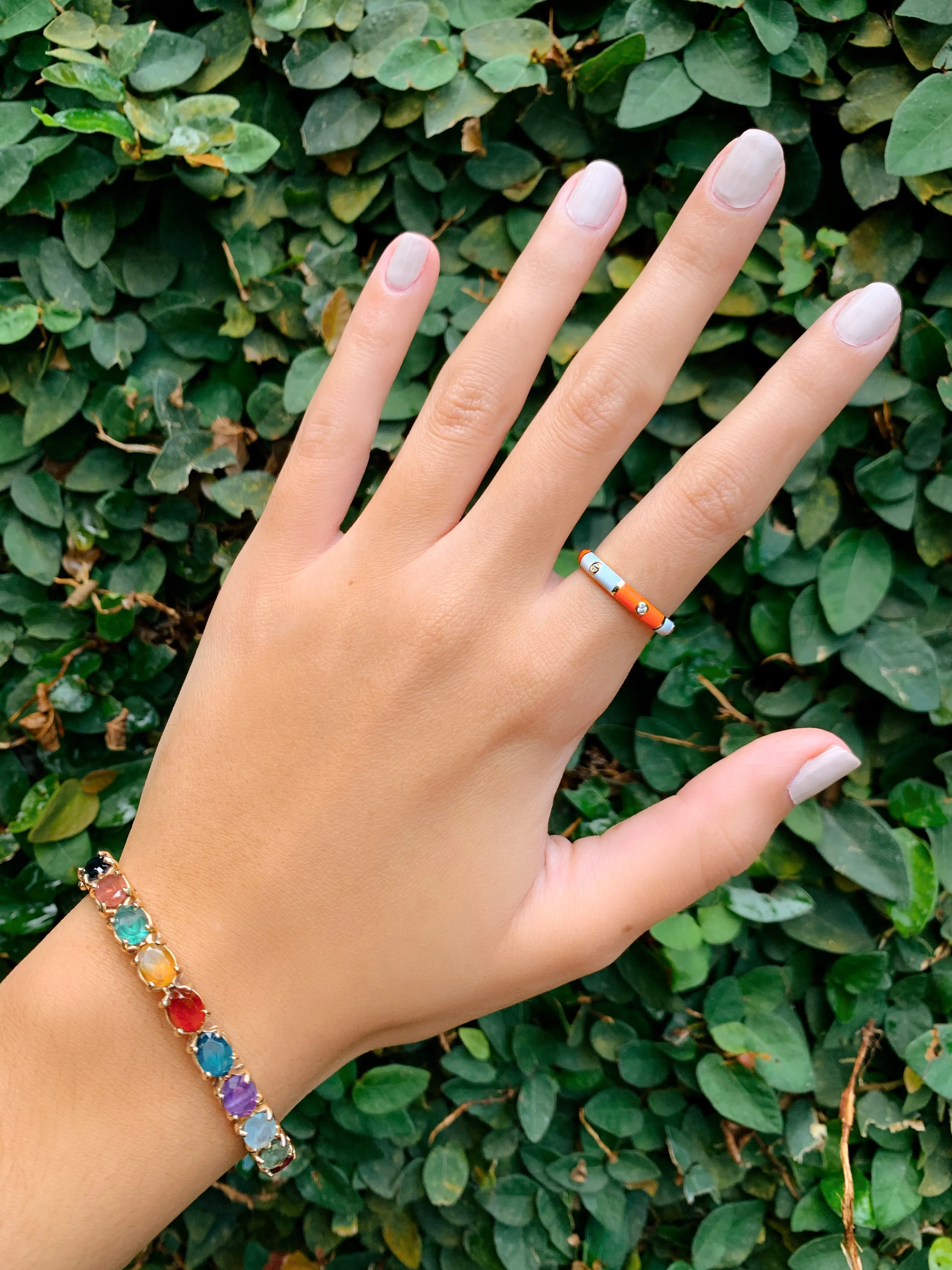 Icarus Enamel Orange/White Alternate Ring