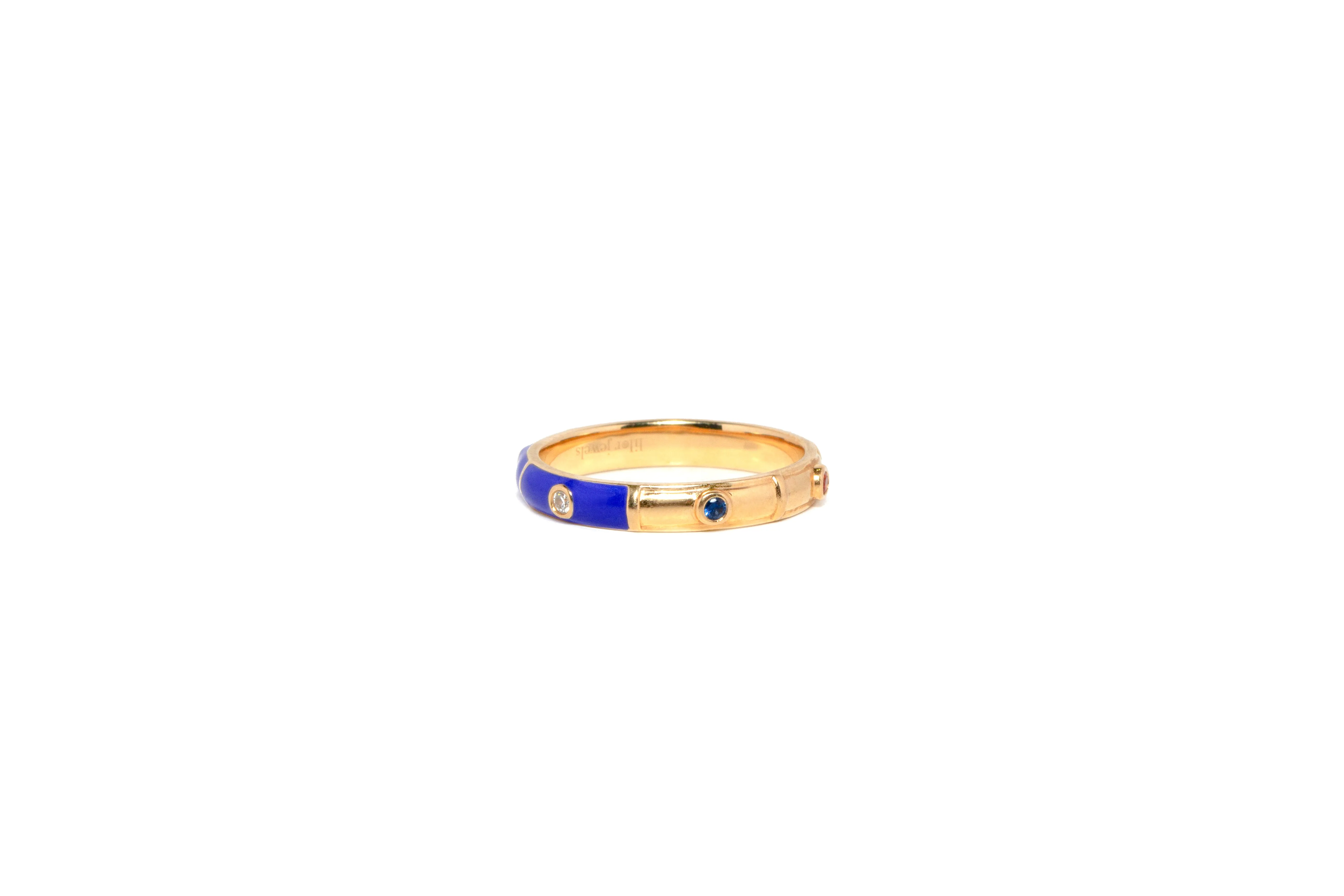 Icarus Royal Blue Enamel/Yellow Gold Two-In-One Ring