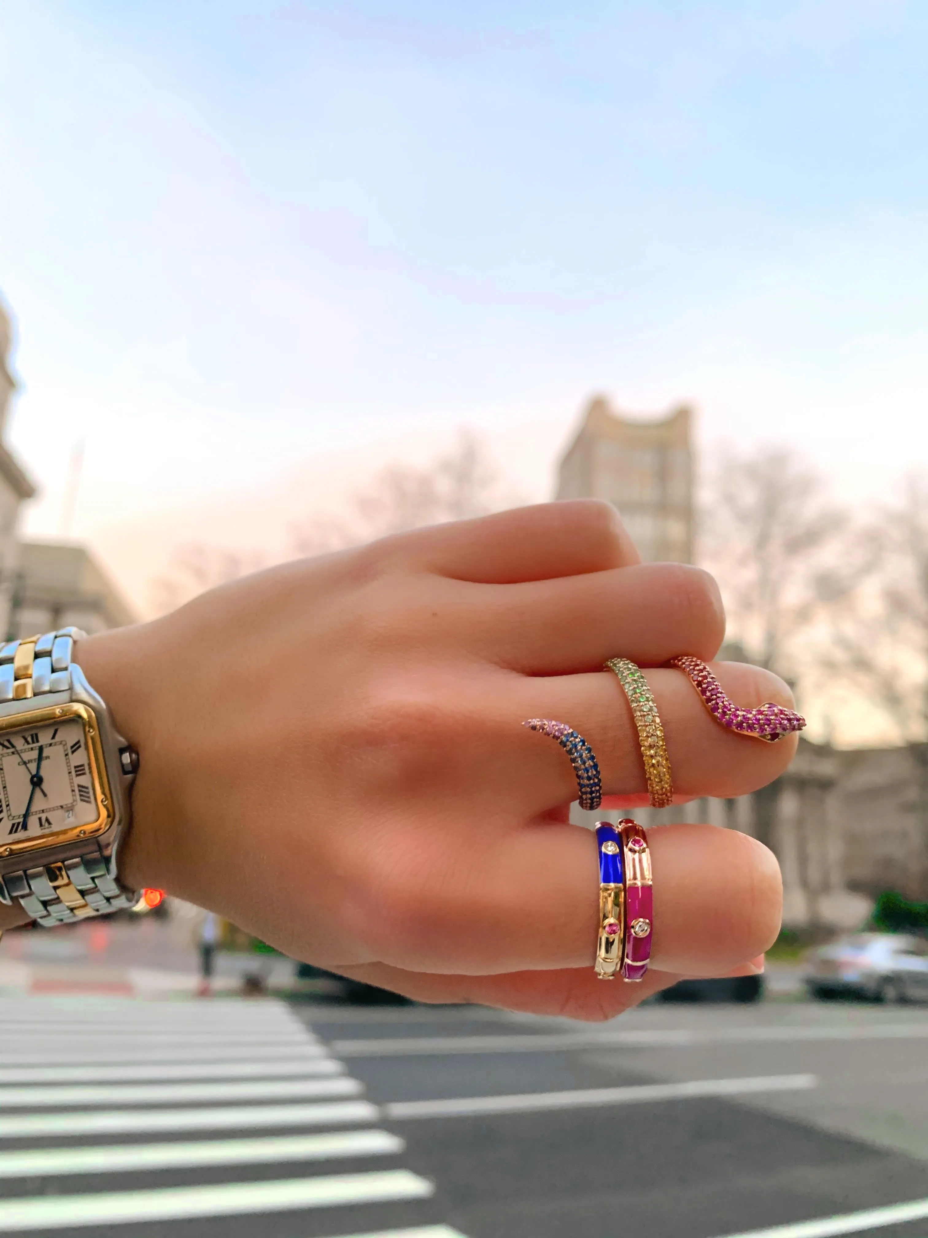 Icarus Royal Blue Enamel/Yellow Gold Two-In-One Ring