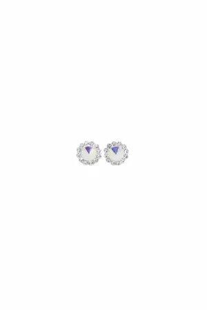 Iridescent Rhinestone Daisy Pierced Earrings