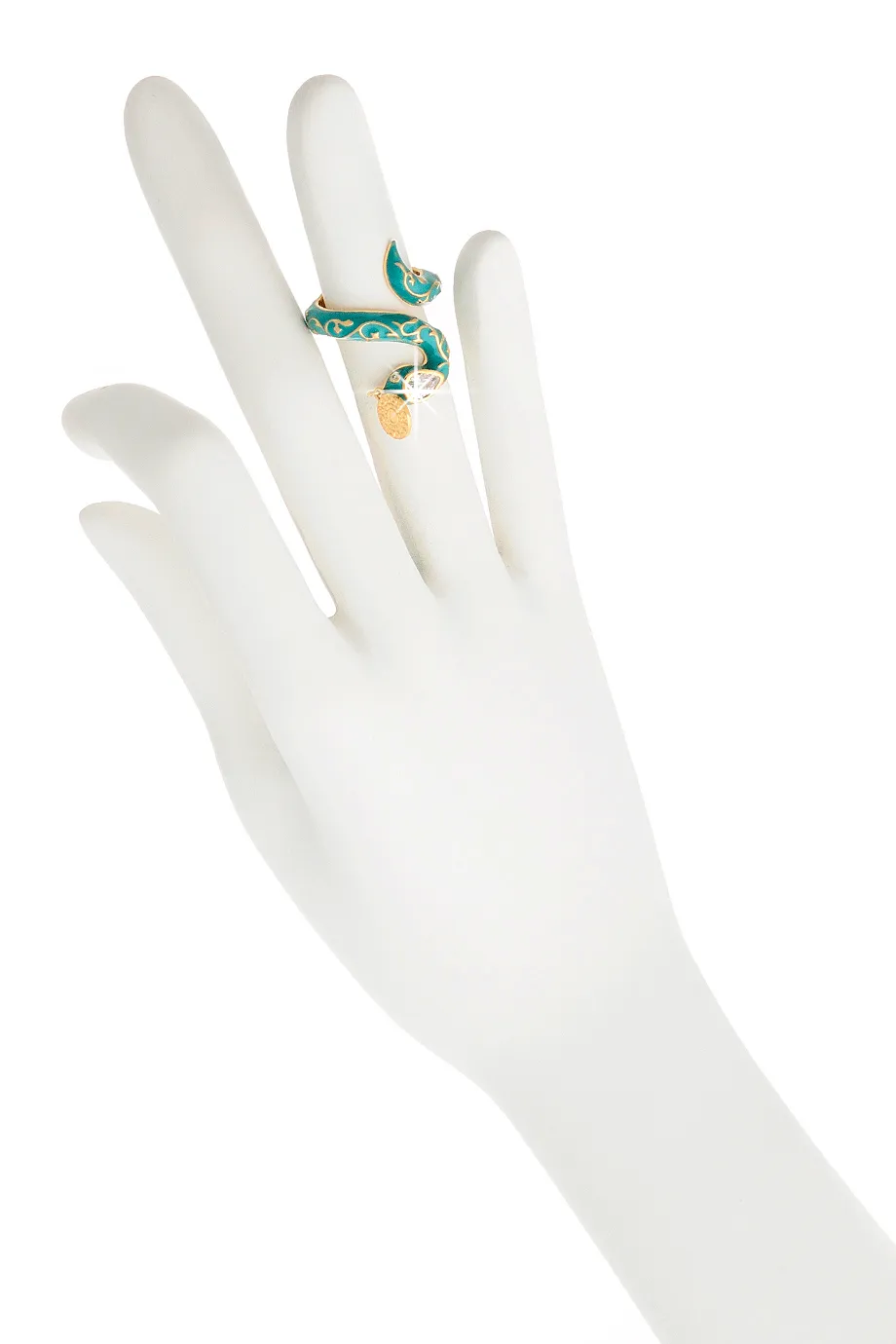 ISHARYA FLORENTINE Green Turquoise Serpent Coin Ring